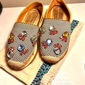 Ladies Tory Burch Multi Crystal Espadrille, Size 6.5